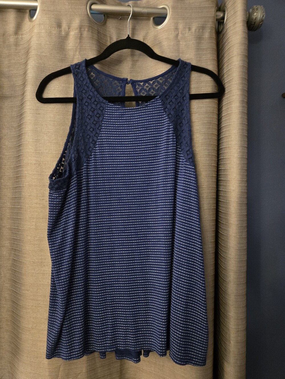 Maurices Navy Striped Lace-Detail Tank